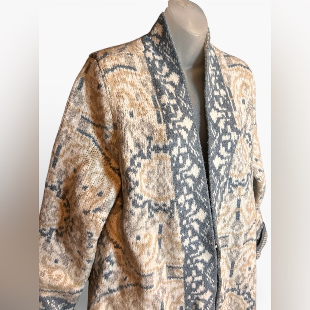 ❗️SOLD ❗️ & Cream Long Cardigan Sweater Women’s Large Soft Surroundings cozy - Picture 8 of 15